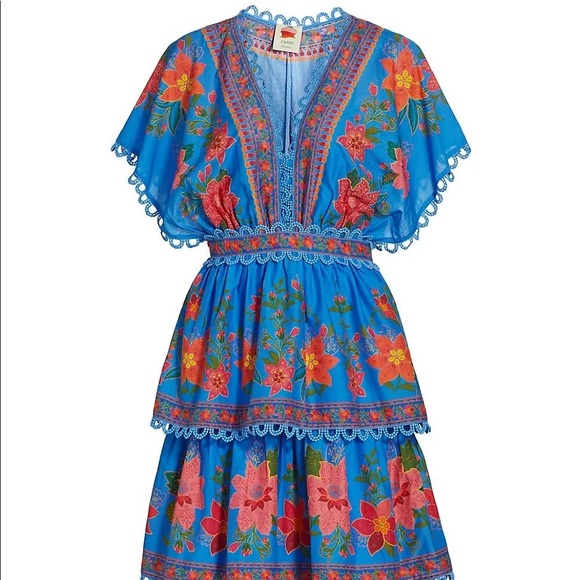 Farm Rio Women's Tropical Tapestry Layered Midi Dress - Blue - Picture 3 of 6